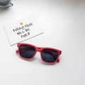 Stylish pink square frame polarized sunglasses for kids with dark grey lenses and silver rivets - Pink