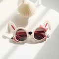 Lunettes de soleil polarisées pour enfants en forme de lapin blanc avec nœud rose - Style Lapin Blanc (BT22063)