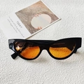 Occhiali da sole cat eye montatura nera e lenti arancioni trasparenti stile vintage - Montatura Nera Lenti Arancioni