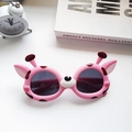 Occhiali da sole rosa a forma di giraffa per bambini con lenti polarizzate rotonde UV - Rosa