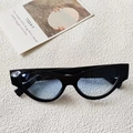 Occhiali da sole cat-eye retrò con montatura nera e lenti trasparenti azzurre - Montatura Nera Lenti Blu