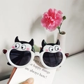 Polarized kids sunglasses featuring a white cartoon monster frame and dark grey lenses - White (ST22070)