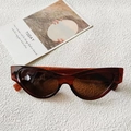 Lunettes de soleil œil-de-chat rétro avec monture ambre et verres teintés foncés - Thé Sombre Transparent