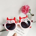 Pink cartoon monster polarized sunglasses for kids with cute ear details model BT22070 - Red (BT22070)