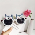 White cartoon monster sunglasses for kids with cute eyes and protective dark round lenses - Gray