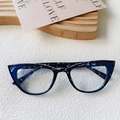 Occhiali vintage cat-eye per bambini con trama marmorizzata blu scuro e montatura leggera - Colore e motivo a fagiolo blu