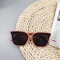 Polarized kids square sunglasses in dusty pink frames with dark black lenses - Orange Pink