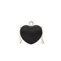Schicke schwarze Glitzer-Abendtasche in Herzform mit Goldkette und Ring-Verschluss - Schwarz