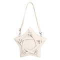 Borsa a tracolla bianca a forma di stella con borchie argentate e dettagli incrociati - Bianco