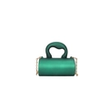 Modern emerald green acrylic cylinder box bag with chunky handle and gold chain strap - Green