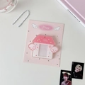 Porte-carte photo en acrylique rose en forme de maison avec des ailes et inscription LOVE - Rose Blanc