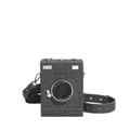 Retro cameravormige crossbodytas van donkergrijze denim met verstelbare riem - Grijs