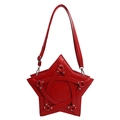 Gothic style red star shaped crossbody bag with punk metal studs and cross straps - Burgundy