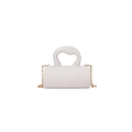 Mini sac boîte cylindrique blanc en acrylique avec poignée ondulée et chaîne dorée - Blanc