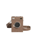 Retro crossbodytas in de vorm van een camera van bruin canvas met lensdetail - Khaki