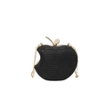 Pochette da sera a forma di mela nera scintillante con catena dorata e foglia di cristallo - Nero