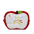 Sac à dos mignon en forme de pomme rouge avec cœur blanc et broderie pour femme - Rouge