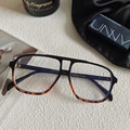 Occhiali anti luce blu a farfalla in nero e tartarugato con lenti trasparenti neutre - Montatura Aviator Grande (Z3500) / Nero e Tartarugato