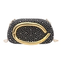 Elegant acrylic evening clutch bag with sparkling rhinestones and a unique gold handle - Black