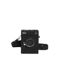 Creative camera-shaped crossbody bag in black retro style with wide shoulder strap - Black