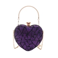 Elegante borsa da sera a cuore con paillettes viola con manico in metallo dorato e catena - Viola