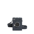 Creative dark gray camera-shaped crossbody bag with metallic knobs and wide strap - Blue