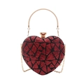 Elegante pochette da sera a cuore con paillettes rosse e nere e manico rotondo dorato - Rosso