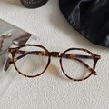 Retro butterfly cat-eye blue light blocking glasses in stylish tortoiseshell finish - Polygon Round Frame with Rivets