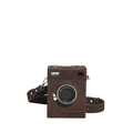 Brown vintage camera-shaped crossbody bag made of premium matte suede leather - Brown