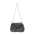 Chic multi-color sequin crossbody bag with gold chain strap for evening parties - Colorful