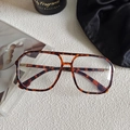 Chic butterfly frame blue light glasses in leopard tortoise shell print with gold accents - Double Bridge Oversized Style