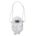 Cute white plush seal crossbody bag with cartoon dolphin design and thin shoulder strap - White