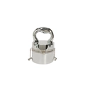 Silver metallic cylindrical evening clutch bag with exaggerated handle and chain strap - Electroplated Silver