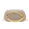 Champagne gold acrylic evening clutch with sparkling rhinestones and C-shaped metal handle - Khaki