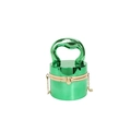 Chic emerald green cylinder handbag with metallic gold trim and chain strap - Electroplated Green