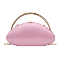 Clutch ovale rosa con manico rotondo dorato e tracolla a catena sottile da donna - Rosa Barbie