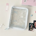 Detail of A5 light blue glitter PVC binder with 6-ring metal clip and winter theme cover - Blue Snowflake Binder Cover (No Inner Pages)