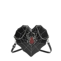 Gothic Herz-Umhängetasche mit Spinnennetzdruck und glitzerndem Spinnen-Detail - Strass Spinnenstil / Schwarz