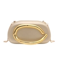 Champagne gold acrylic box bag with a large metallic C-shaped buckle and chain strap - Gold