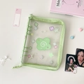 Detail of light green translucent PVC binder pouch with zipper and clover print - Green Clover Binder Cover (No Inner Pages)