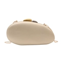 Pebble-shaped evening clutch bag in matte finish with gold chain and dual-tone clasp - Gold