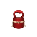 Chic red cylindrical acrylic evening clutch bag with wavy handle and gold chain strap - Matte Red