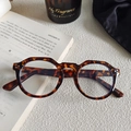 Classic tortoise shell polygon blue light glasses with vintage metal rivets for women - Polygon Round-Square Style