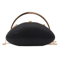 Elegant black acrylic egg-shaped evening clutch bag with gold handle and chain strap - Black