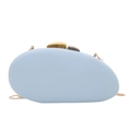 Light blue pebble-shaped clutch bag with two-tone metal clasp and gold chain strap - Blue