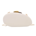 Pebble-shaped matte white evening clutch bag with metallic stone clasp and gold chain - White