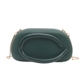 Deep green acrylic acrylic box bag with golden metal chain and large C-shaped ornament - Dark Green