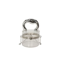 Transparent acrylic cylinder evening bag with silver metal handle and chain strap - Clear
