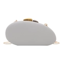 Gray pebble-shaped evening bag with bicolored metal clasps and a gold chain strap - Gray