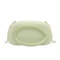 Chic light green oval evening clutch with gold chain strap and metal C-shaped hardware - Light Green